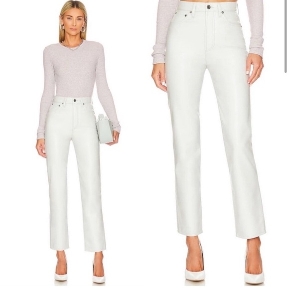 NWT AGOLDE recycled leather 90s pinch waist straight leg‎ pants - Picture 2 of 7